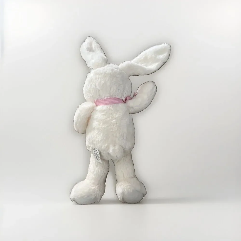 The Children’s Place 13” Plush Bunny Rabbit Ivory White Stuffed Animal Pink Bow